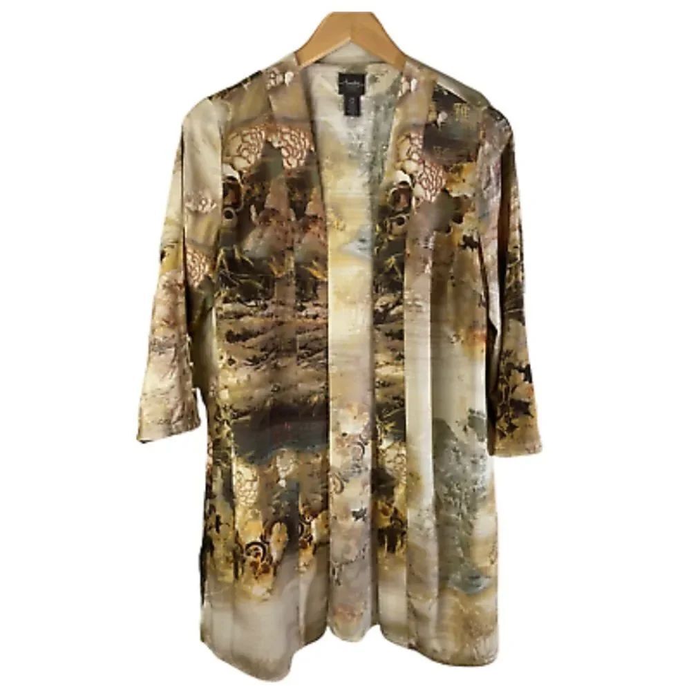 Chico’s Traveler's Collection Asian Print Duster Jacket NWT Size 12
